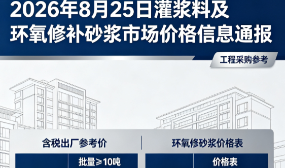 柯坪2026年8月25日灌浆料及环氧修补砂浆市场价格信息通报